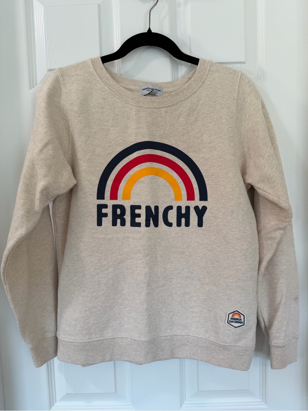 French Disorder Frenchy Rainbow Sweatshirt Small Oatmeal Heather Cotton Pullover